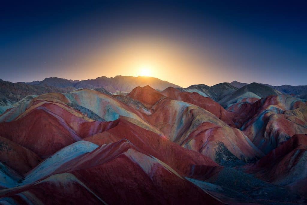 Zhangye Danxia coucher de soleil
