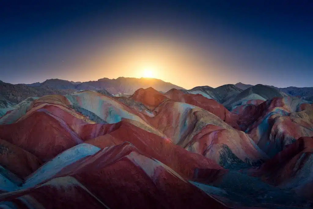 Zhangye Danxia coucher de soleil